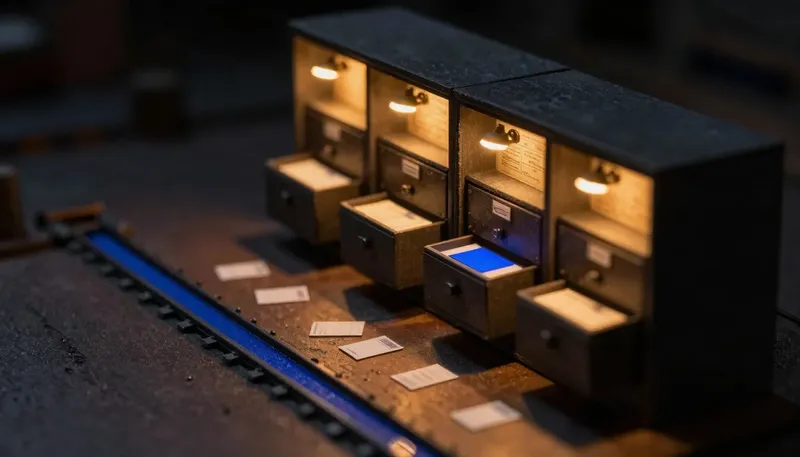 Miniature night diorama: a processing-plant diorama