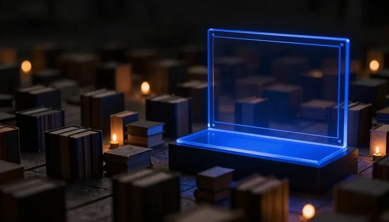 A faceless white-coat figurine holds a phone beside a hospital bed, its base glowing blue on a raised pedestal, representing the higher bar for a clinic's AI phone agent.
