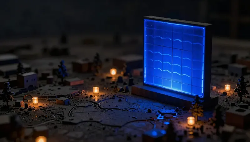 A faceless wooden figurine holds a phone beside three tiles for a name, a number, and a glowing blue static-wave symbol, representing where voice agents fail.