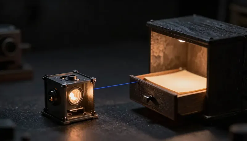 Miniature night diorama: a machine-shop diorama
