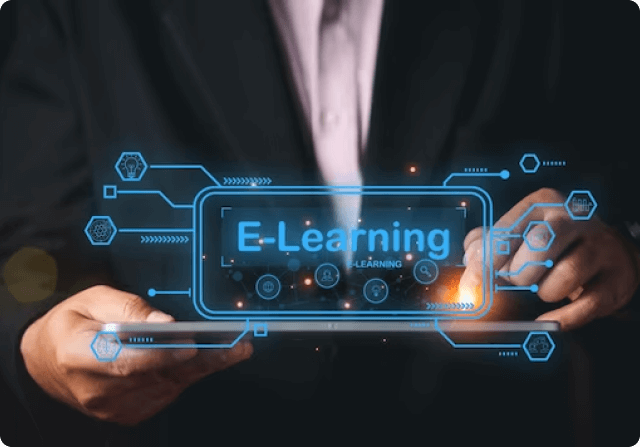 image of a man with e learning system