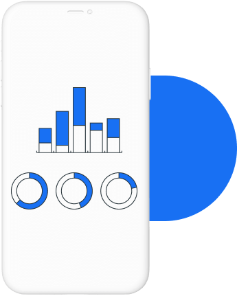 vector image of mobile phone showing analytics and reports