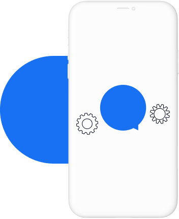 vector image of mobile phone, comments and gears