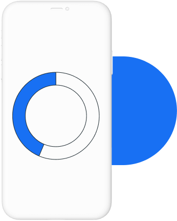 vector image of mobile phone showing pie chart