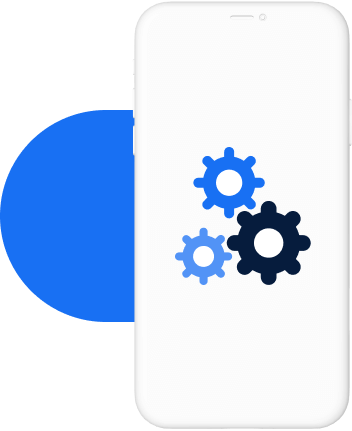 vector image of mobile phone displaying settings icon