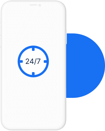 vector image of phone displaying 24/7 availability