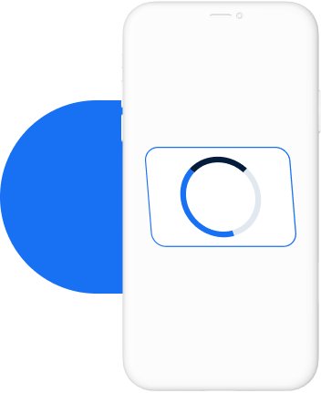 vector image of phone showing circular loading and pie chart