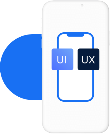 vector image of phone showings UI and UX labels