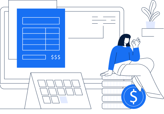 vector image of a girl showing invoicing