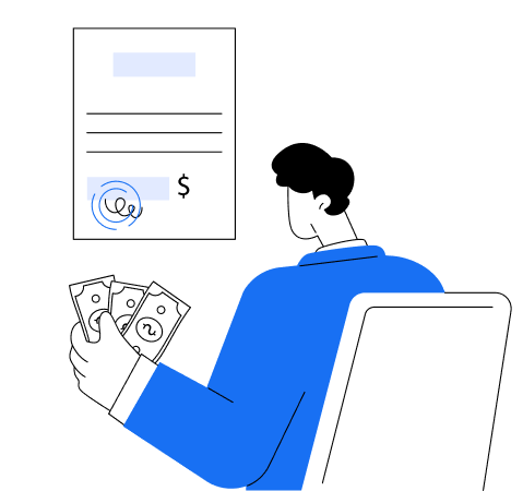 vector image of an person sitting on chair holding cash