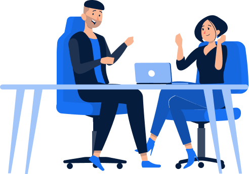 vectors image of a man and woman sitting on chairs communicating with each other