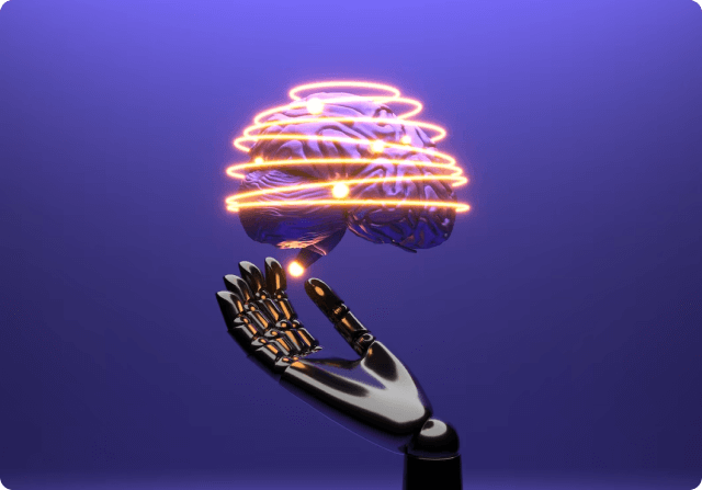 image of an artificial mind and a robot hand